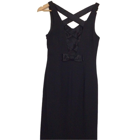 JOSEPH Ribkoff long black dress classic open back ribbon sleeveless black size 4 - Picture 2 of 15